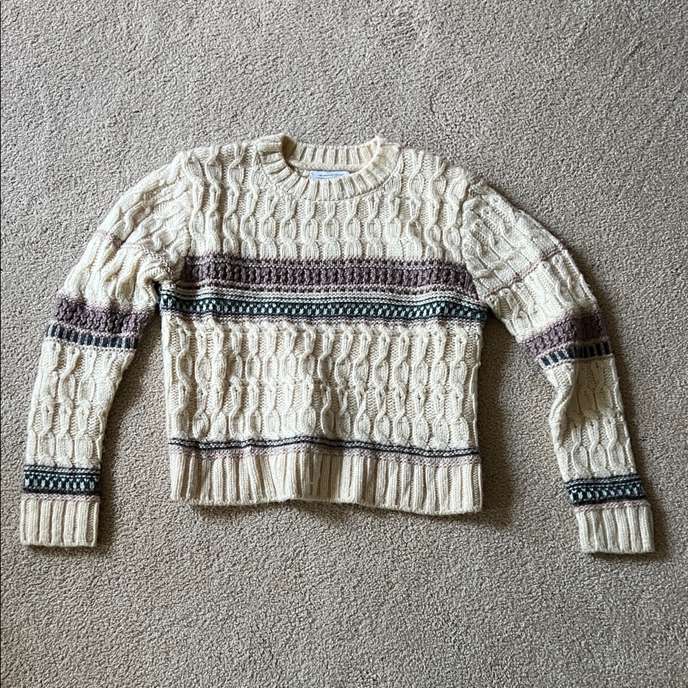 & Other Stories Cream and Brown Cable Knit Sweater